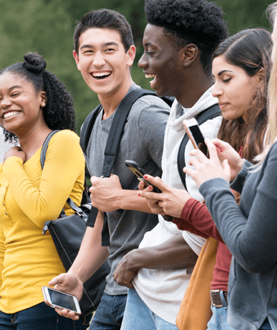 Diverse students heading to class