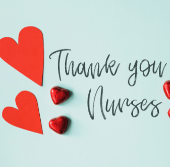 flat lay love hearts with script "Thank you nurses"